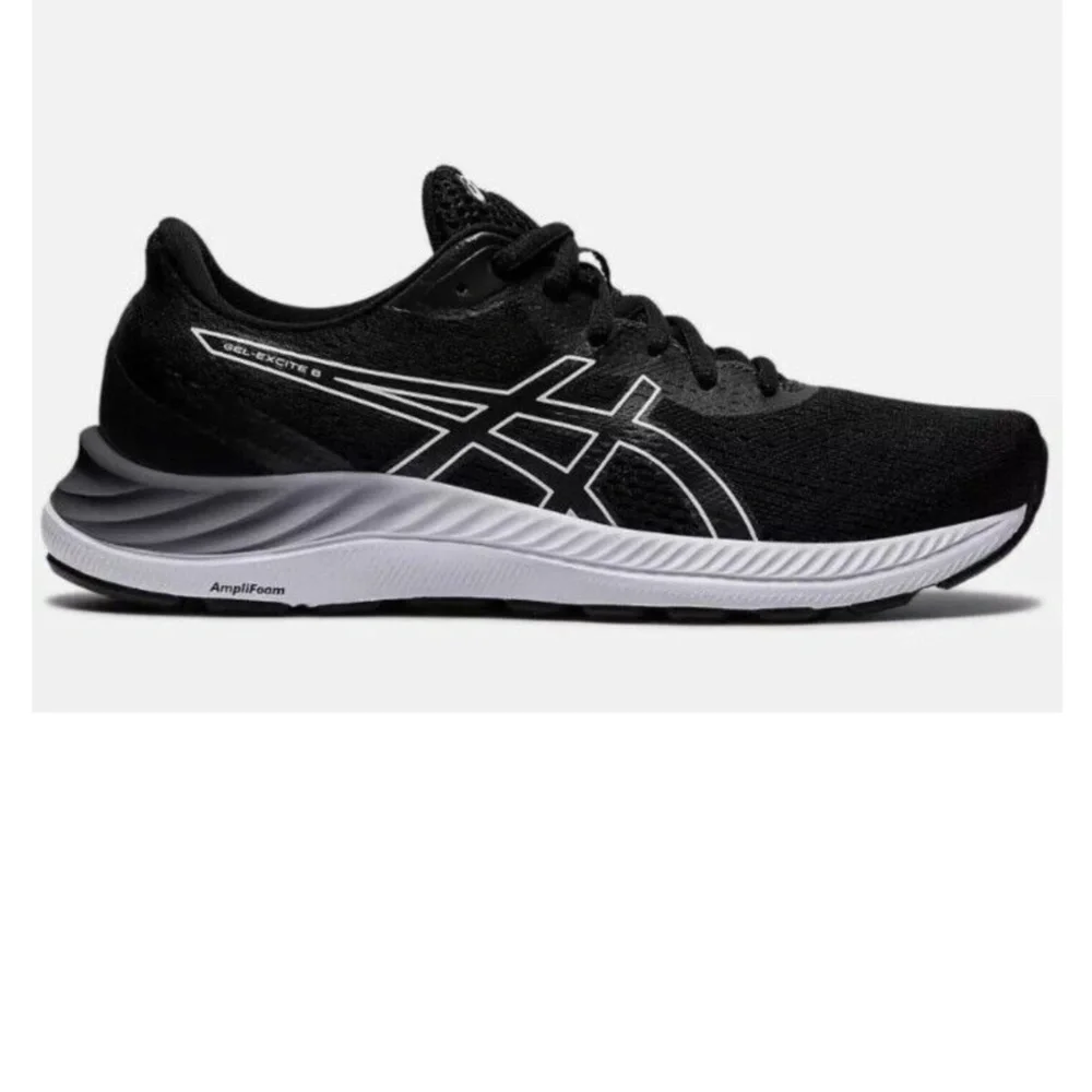 Asics Gel-Excite 8 SNEAKERS SZ 8 Black White Women Running Shoes - Picture 1 of 8